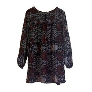 Abercrombie Fitch Dress Women' S Black Floral Burnout Velvet Fairy Grunge